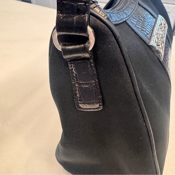 Brighton black purse shoulder bag nylon & croc embossed Leather silver detail - Picture 3 of 14